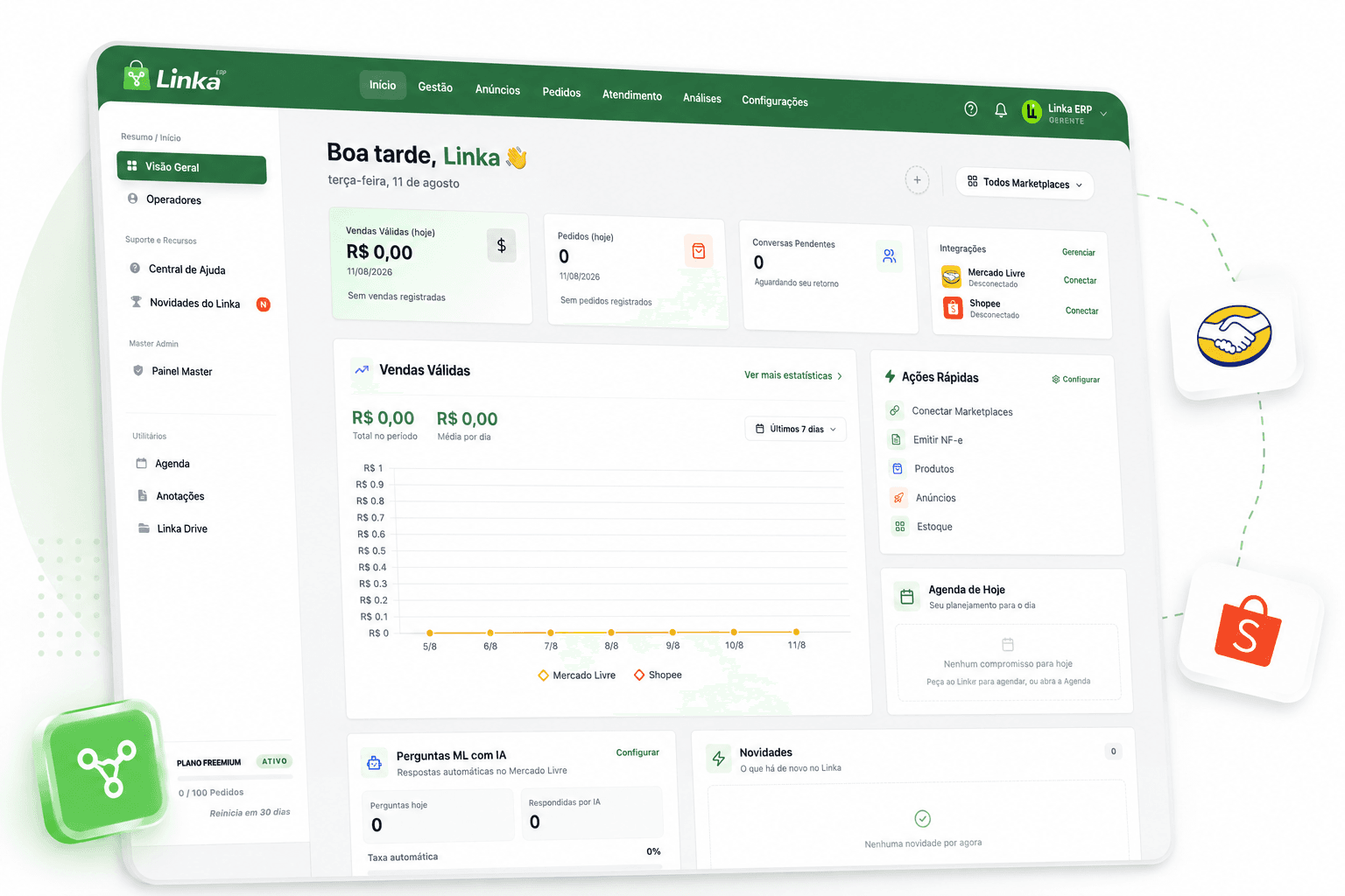 Linka ERP para Mercado Livre e Shopee